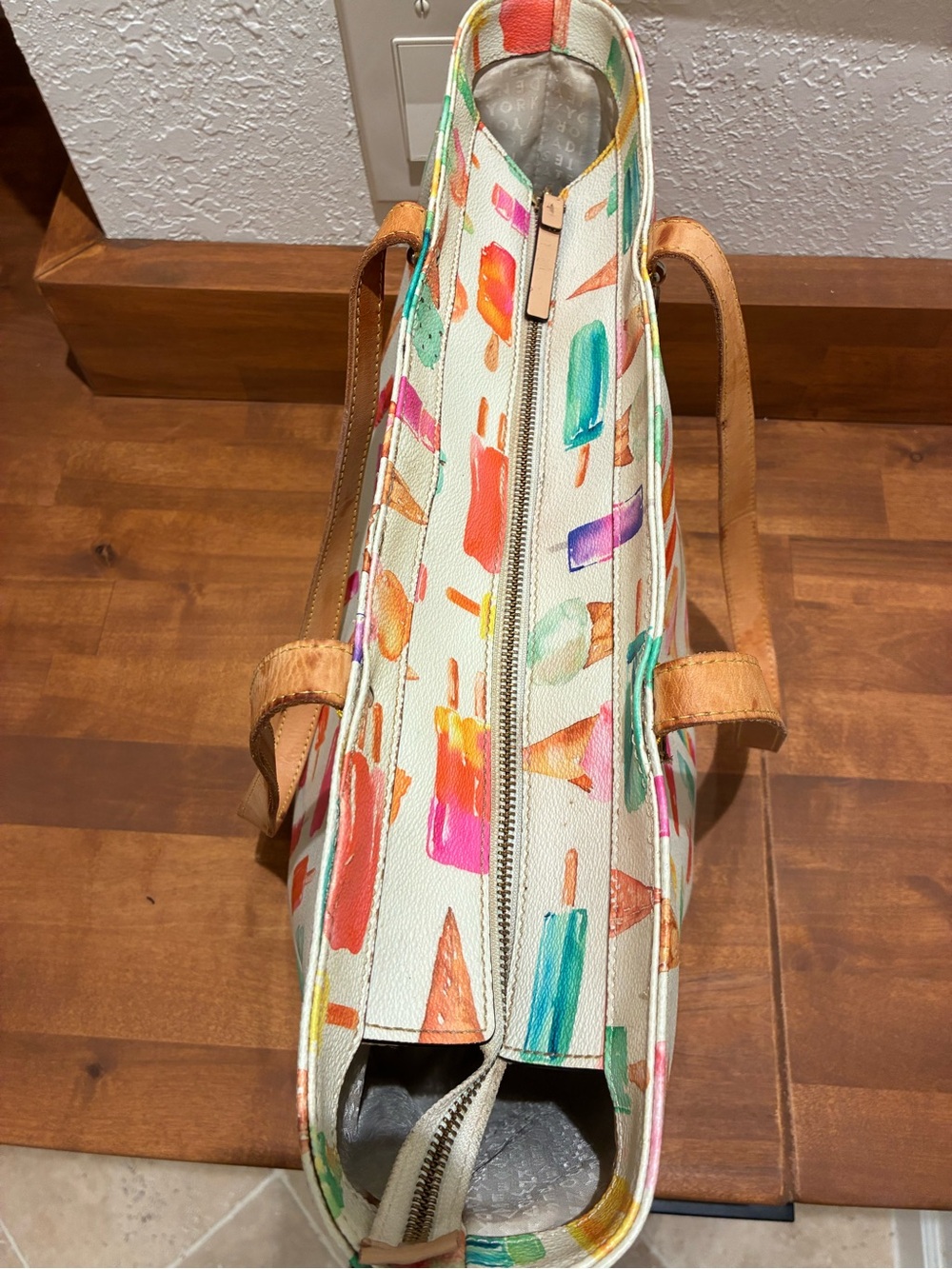 kate spade Multicolor Ice Cream & Popsicle Print Tote with Tan Handles - Picture 6 of 8